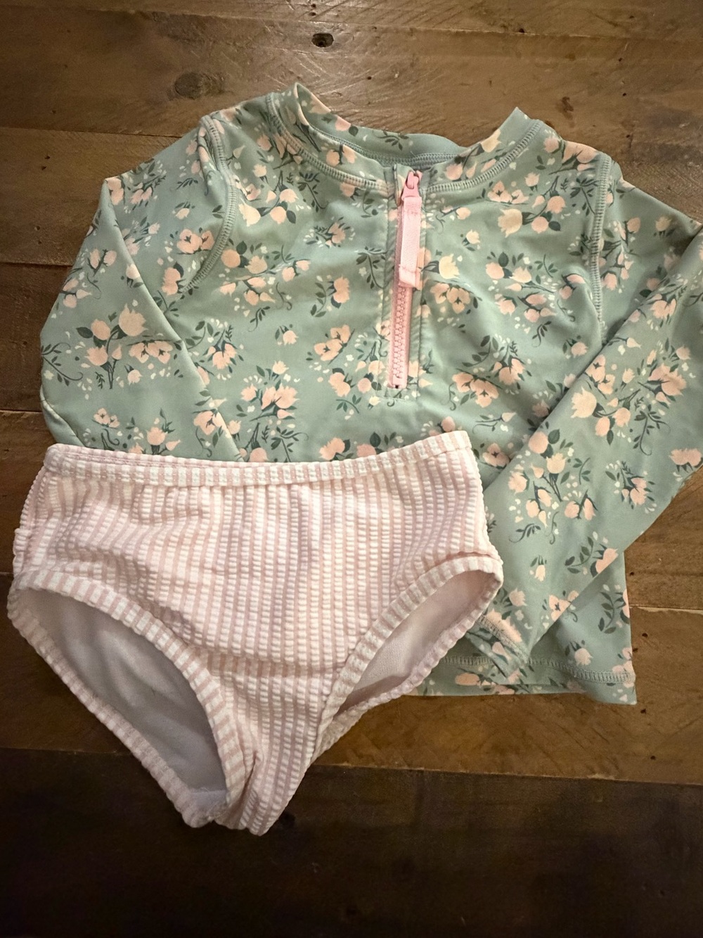 Ruffle Butts rashguard two piece swim set